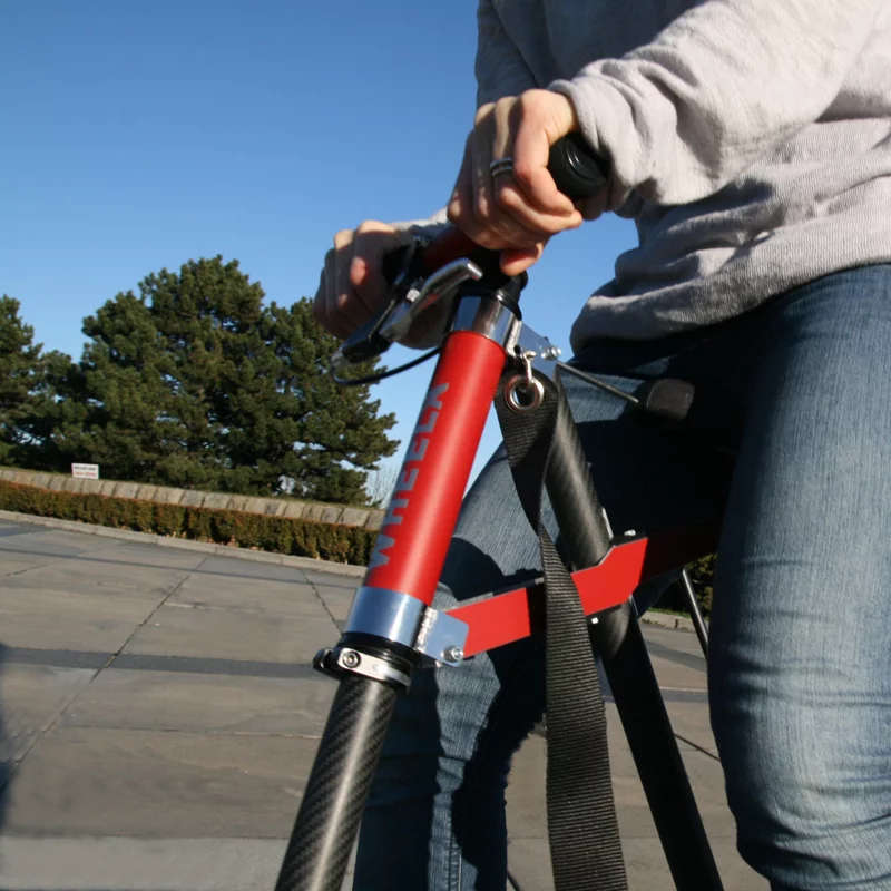 The Wheela scootbike features handlebars with grips for comfort