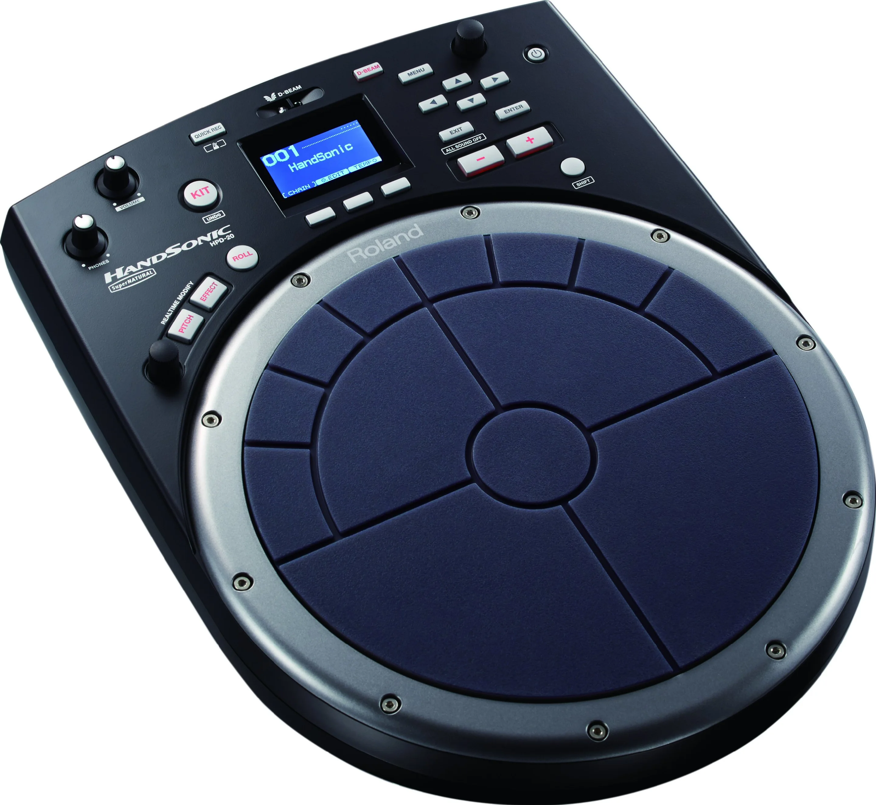 The user interface is divided into 13 velocity-sensitive silicone rubber pads placed in a circular arrangement