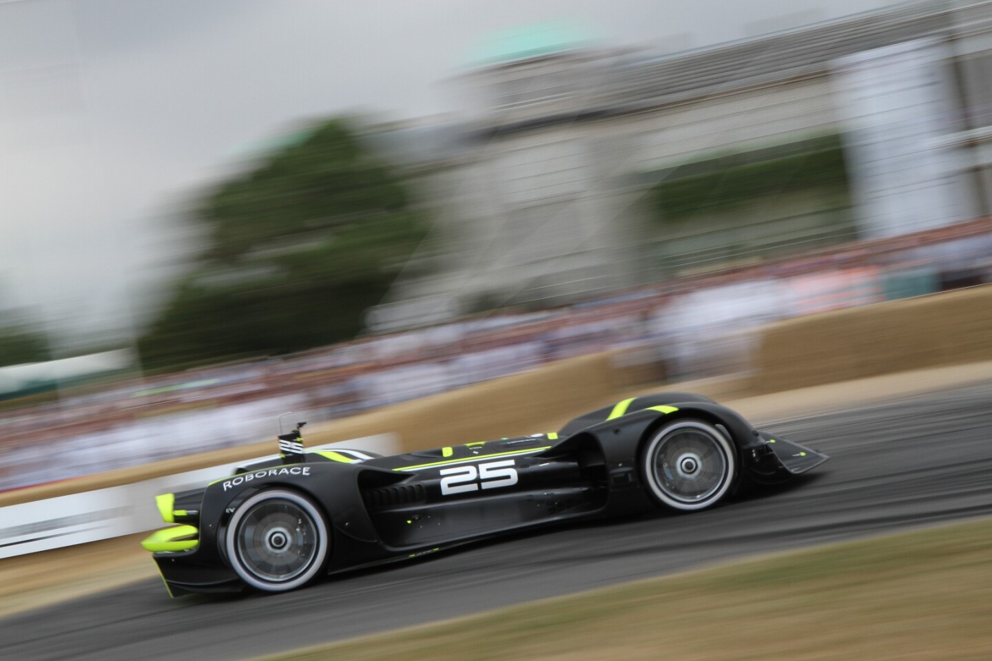 Roborace’s Robocar became the first driverless race car to successfully finish the iconic hill climb at the Goodwood Festival of Speed
