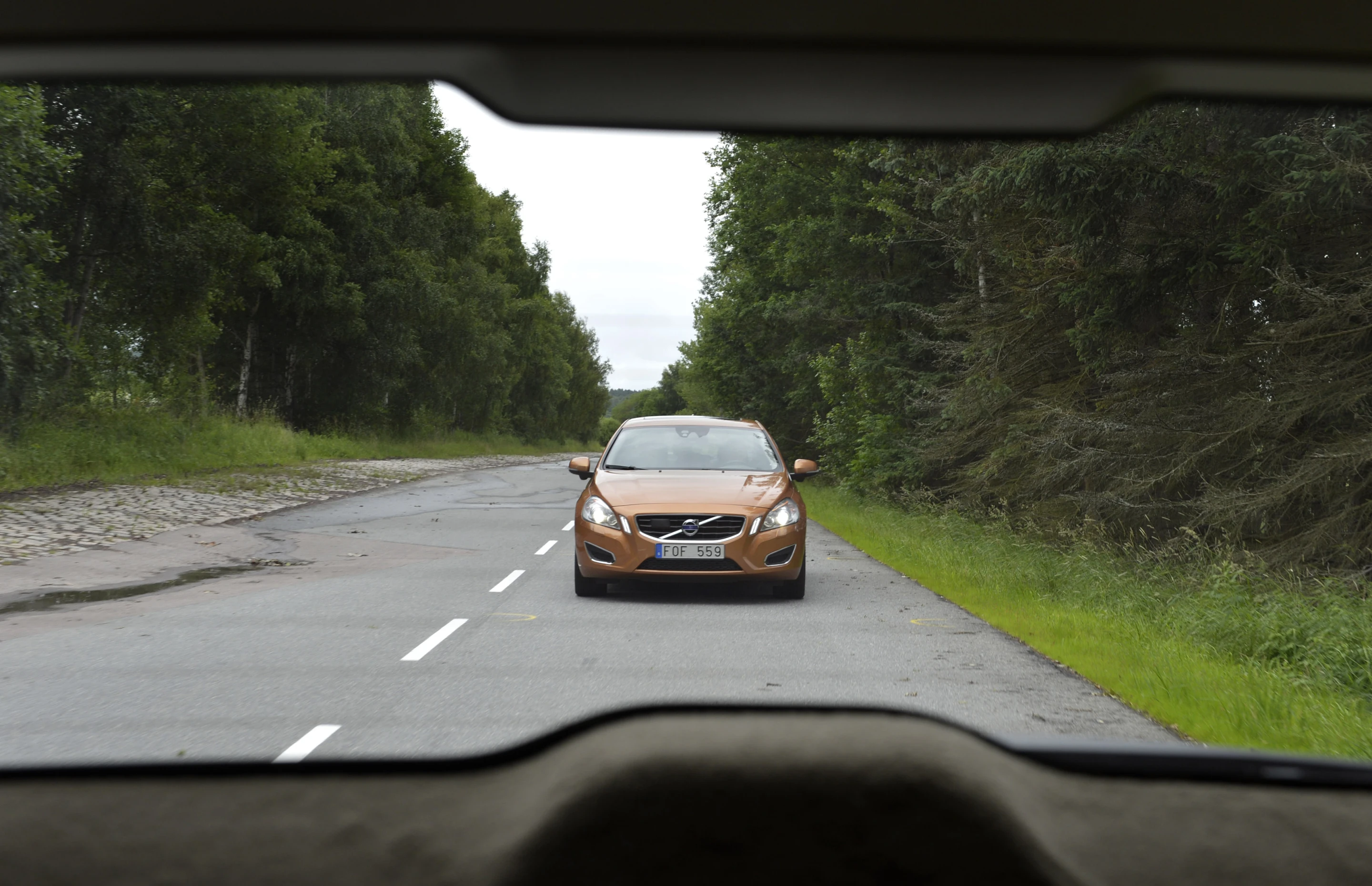 Volvo's Adaptive Cruise Control prototype autonomously follows the lead vehicle