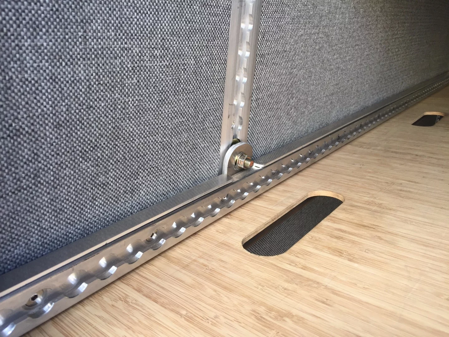 Adventure Wagon's L-track makes it easy to mount and adjust camper van furniture and accessories