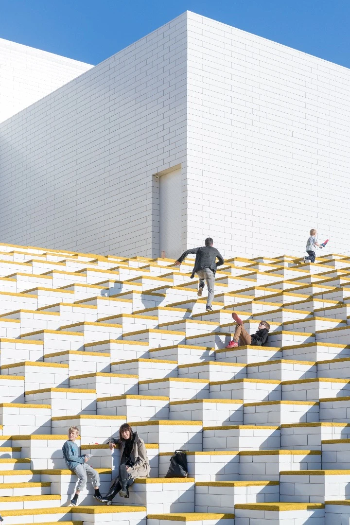The Lego House features pixellated staircases that double as auditoria