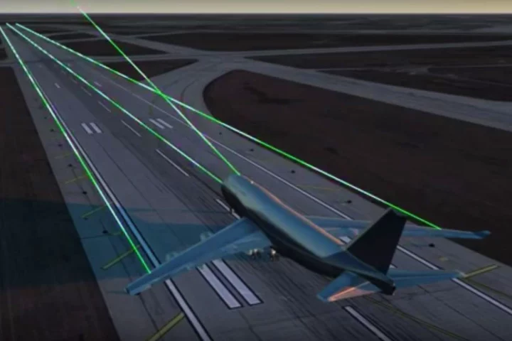 The ALTACAS system uses lasers to scan the area ahead of an aircraft to warn of potential collision hazards
