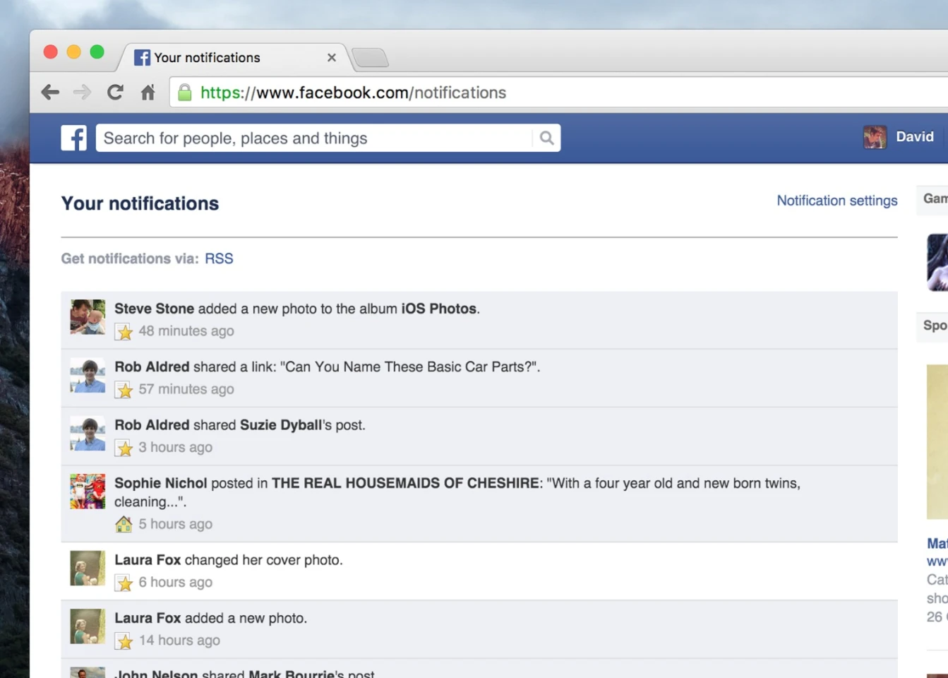Subscribe to notifications via RSS