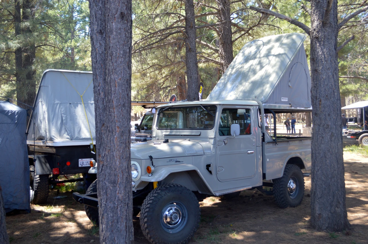 A Toyota Land Cruiser pickup camping rig