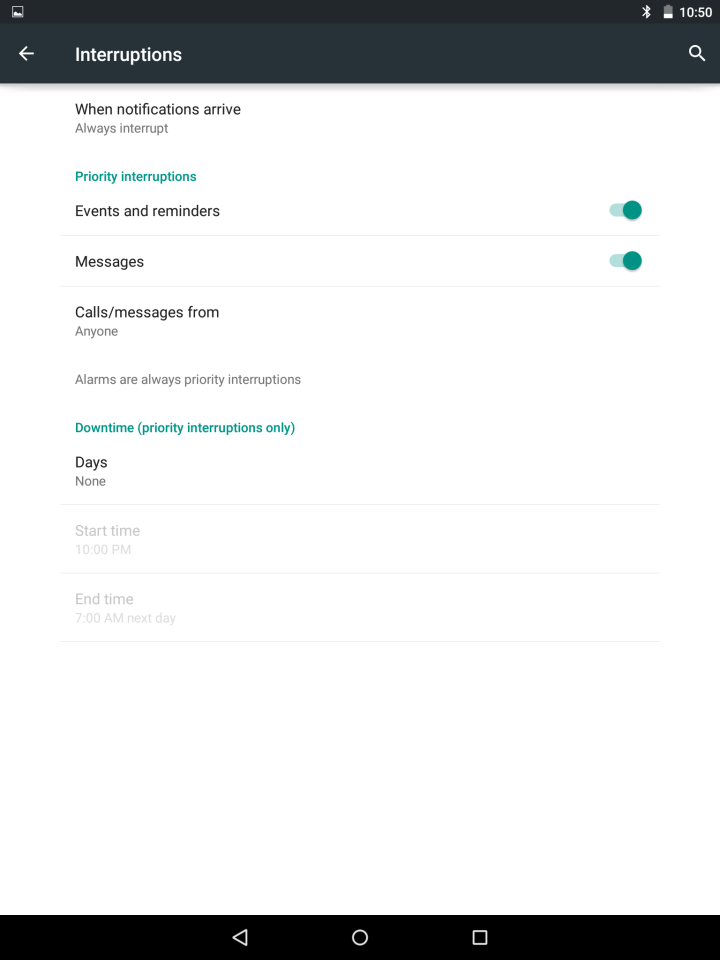 New settings provide control over notifications and "interruptions"
