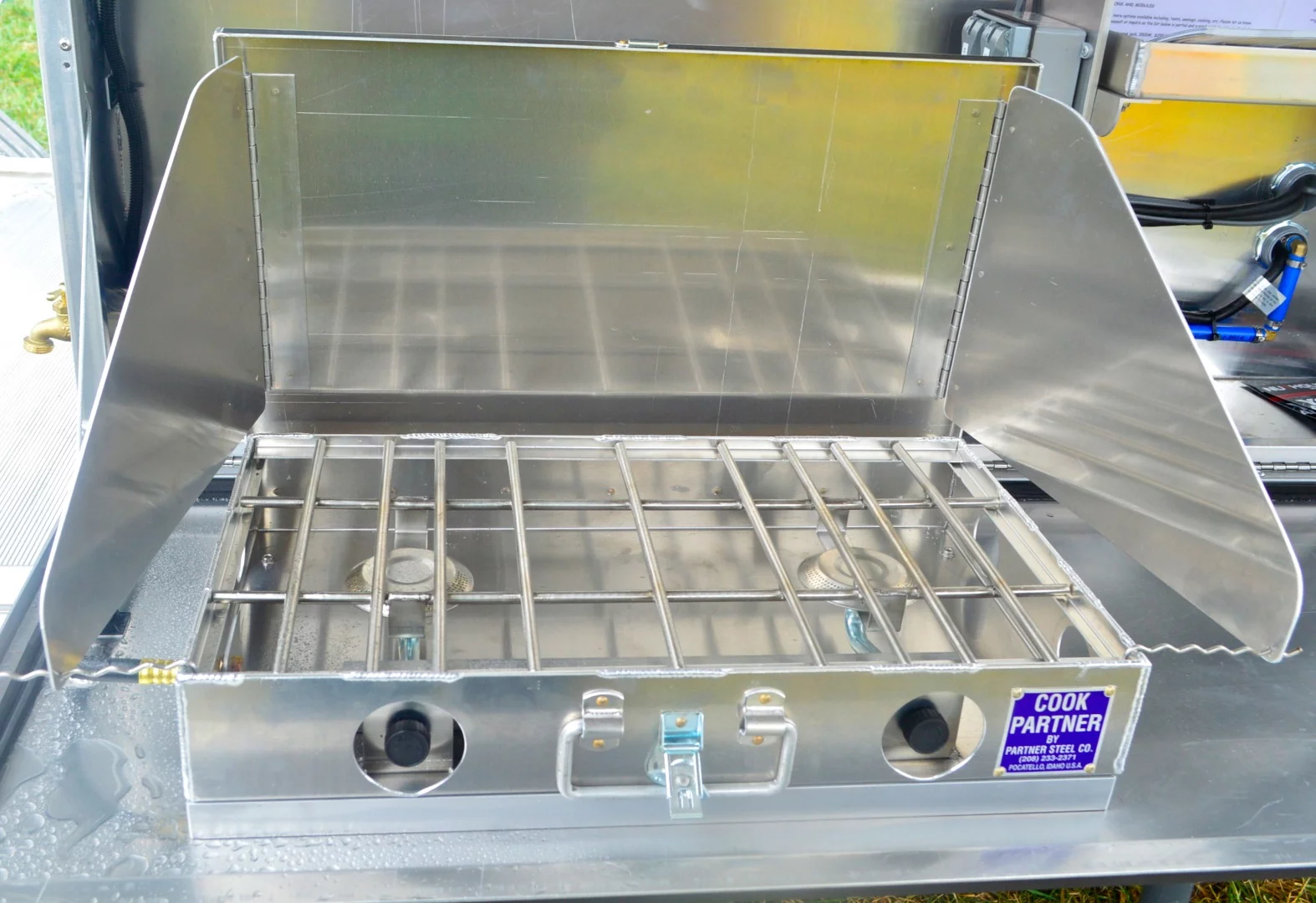 A rugged Partner Steel stove with propane hookup is one of the options offered from Nuthouse