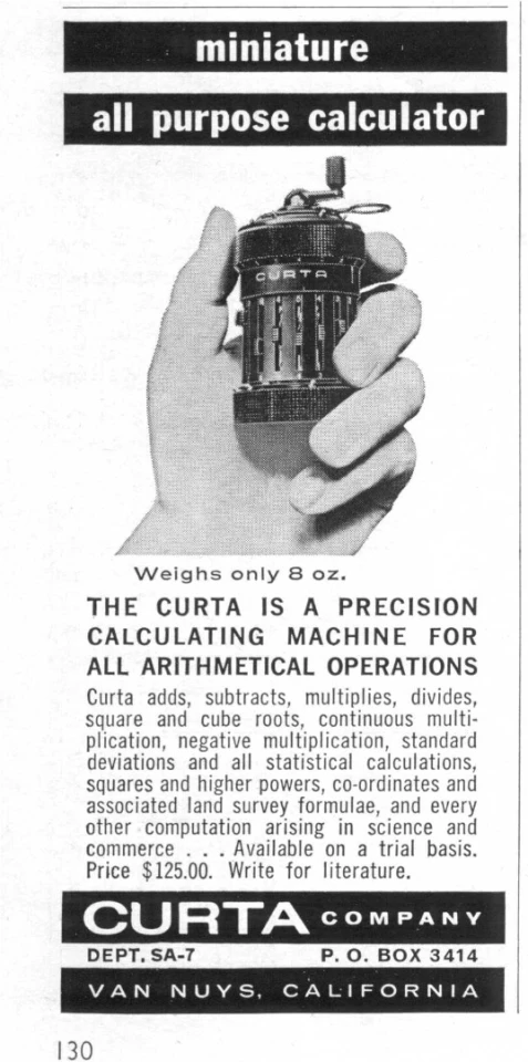 The Curta was sold mainly through mail order