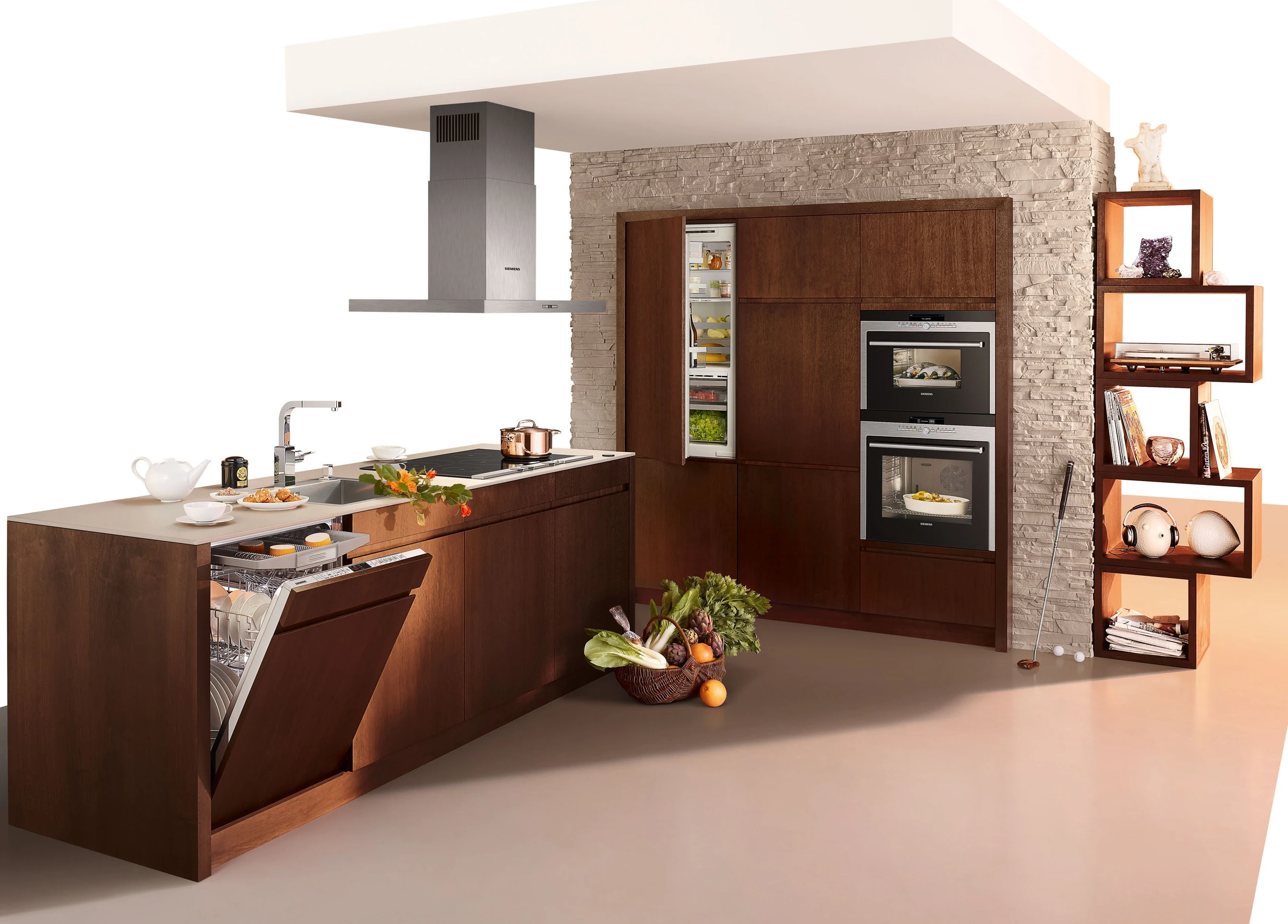 Siemens' full-surface induction cooktop boasts up to 48 conductors to form a continuous cooking surface