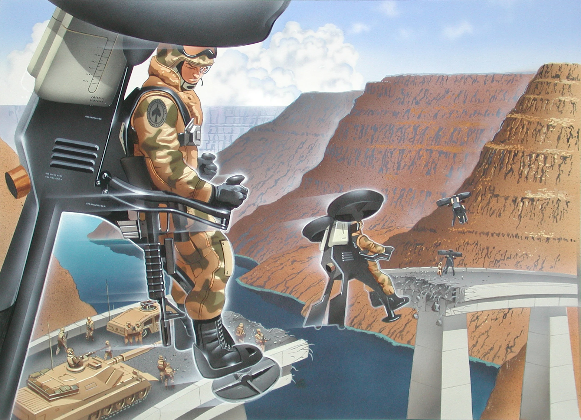 Exoskeletons will come in many shapes and sizes and for different purposes. This was a concept sketch for the Solotrek XFV flying Exoskeleton