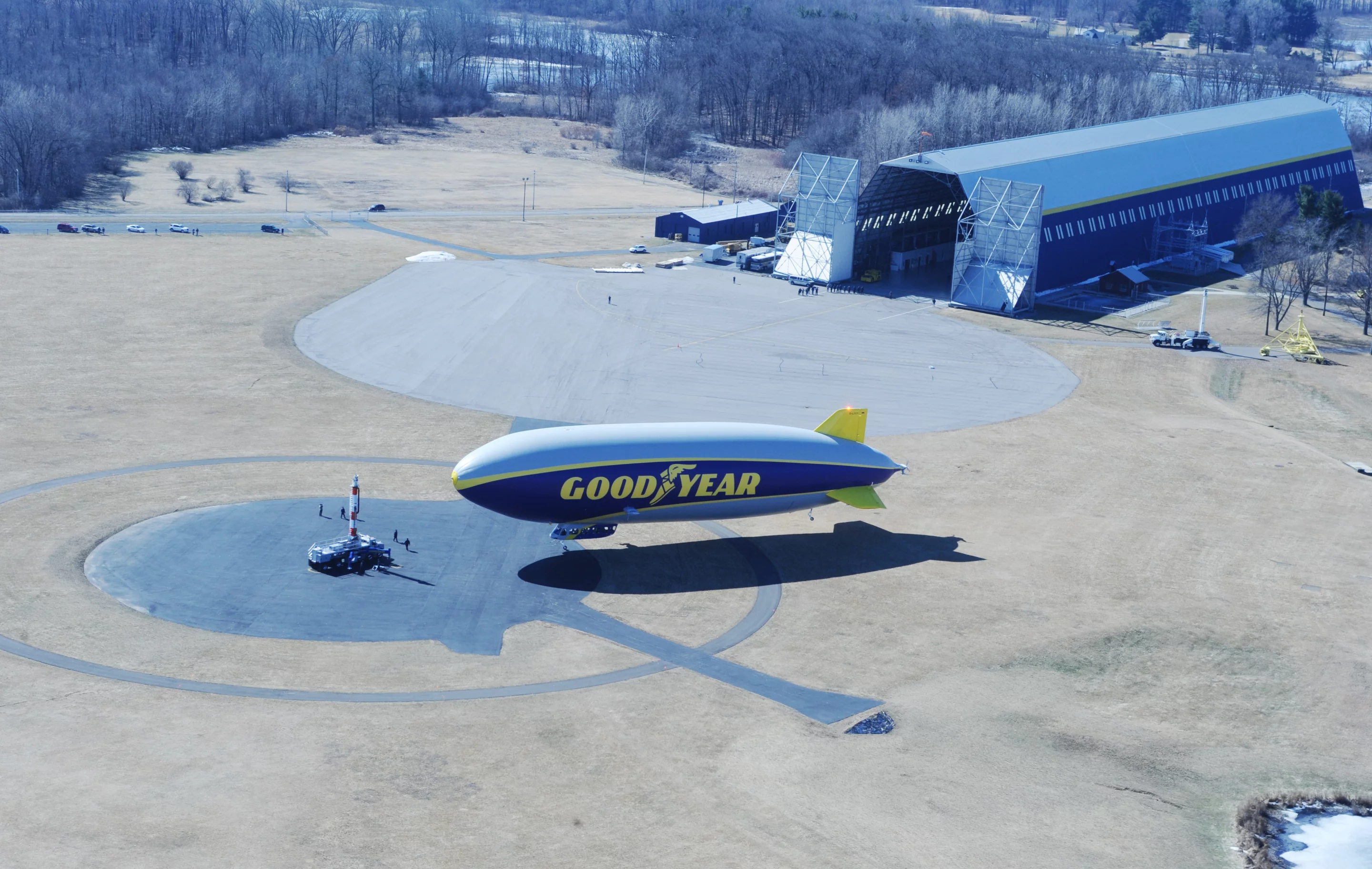 The new airship was assembled at Goodyear’s Wingfoot Lake hangar
