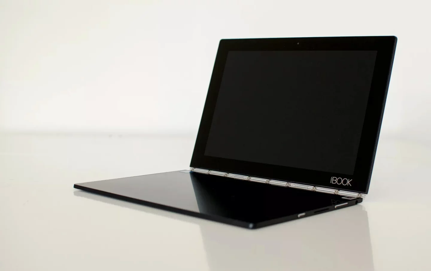 With the power off, Yoga Book is a blank slate on both sides