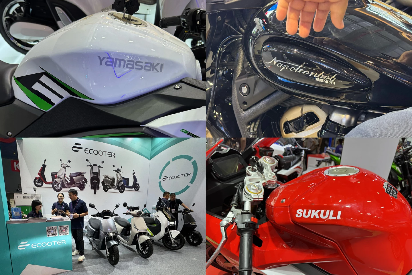 Some truly remarkable motorcycle names appeared at the Canton Fair this year. Apart from the Toughman 800, Hippee 01 and Jedi 750 we think we've got the pick of the bunch in this image. Benda's new "Napoleon Bob" range might do well in Western markets given its sweet styling.