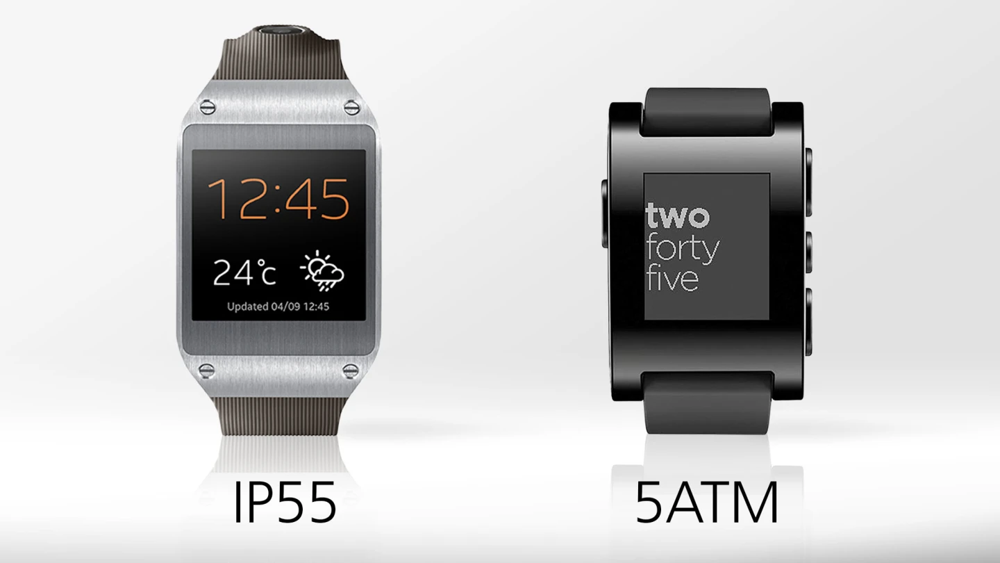 Both watches have some waterproofing, but Pebble's is superior