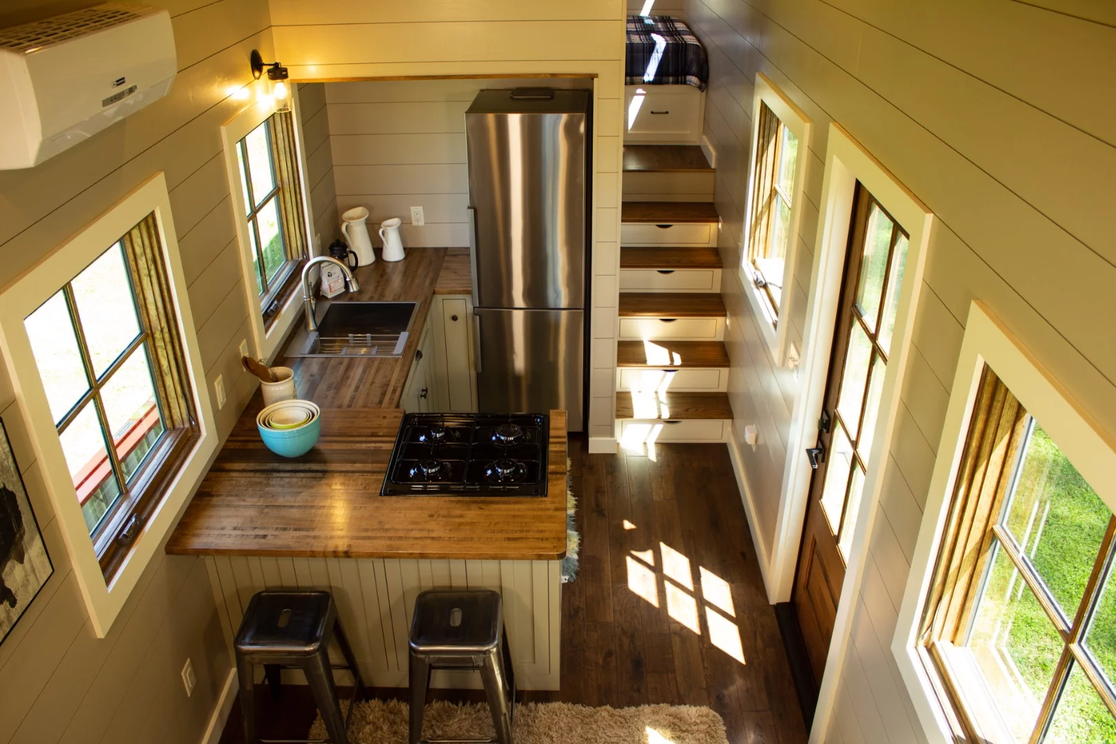 Top-down view of the Cedar House's kitchen