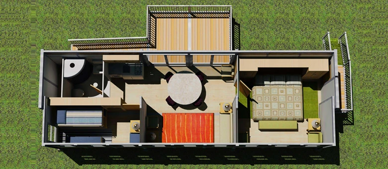 Perhaps best described as a larger, more adaptable version of the QuickHab, the SFH40 includes an air conditioning system, 30-US gallon (114-liter) hot water tank, heat pump, kitchen and bathroom