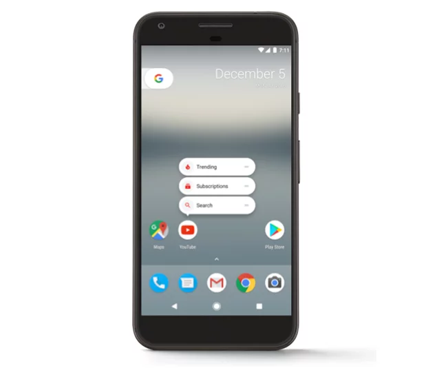 Long press navigation shortcuts from the home screen