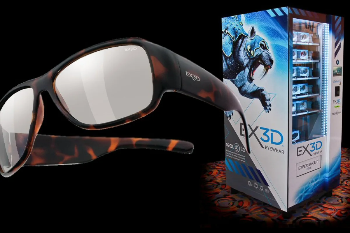 Passive 3D eyewear specialist EX3D has installed the first in-theater, self-service vending machines which stock a range of 3D glasses featuring circular lens technology