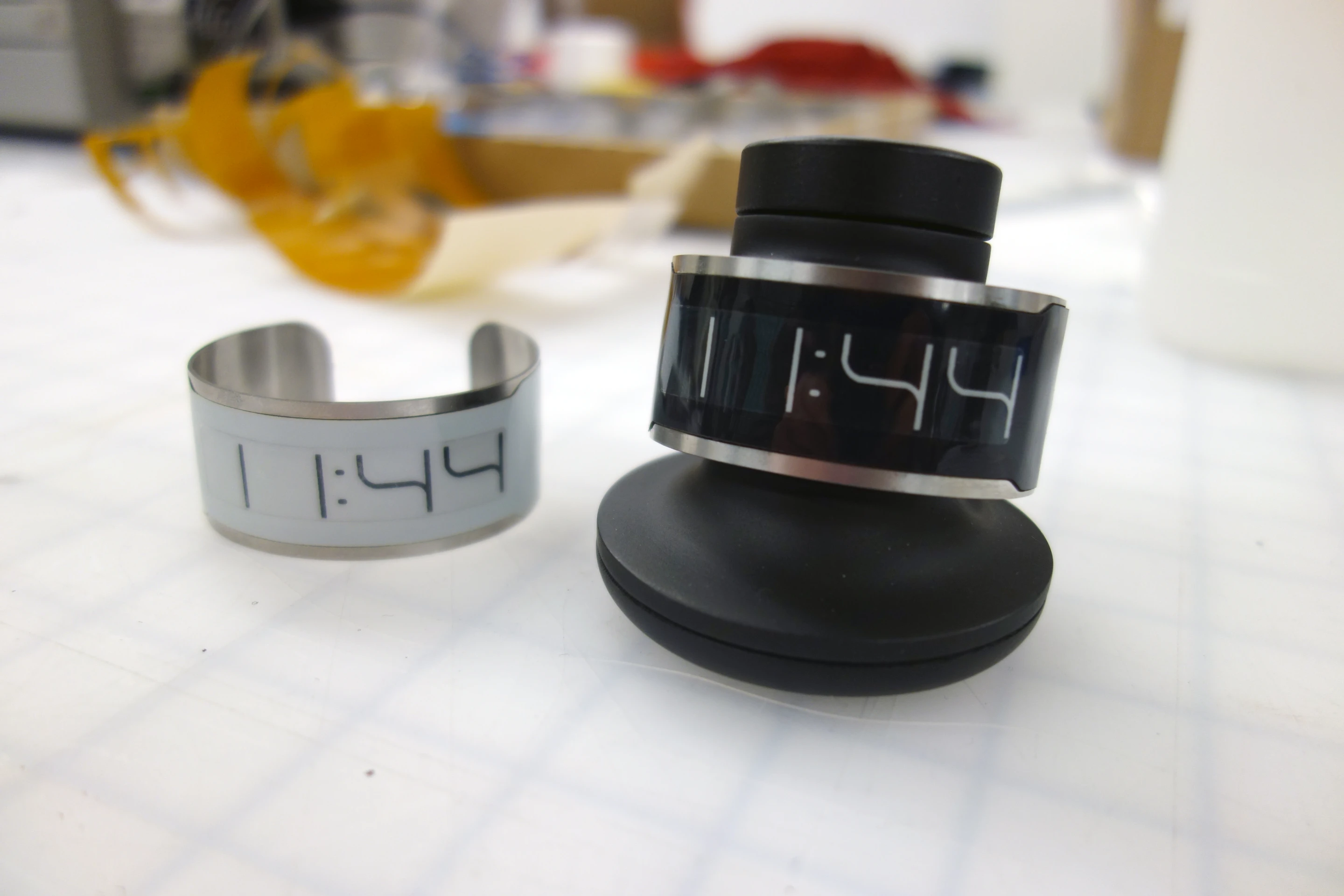 The CST-01 is held in place on the charger using magnets