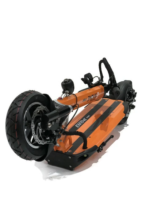 The eMove Cruiser electric scooter can be folded down to 48.8 x 9.8 x 13.7 in dimensions