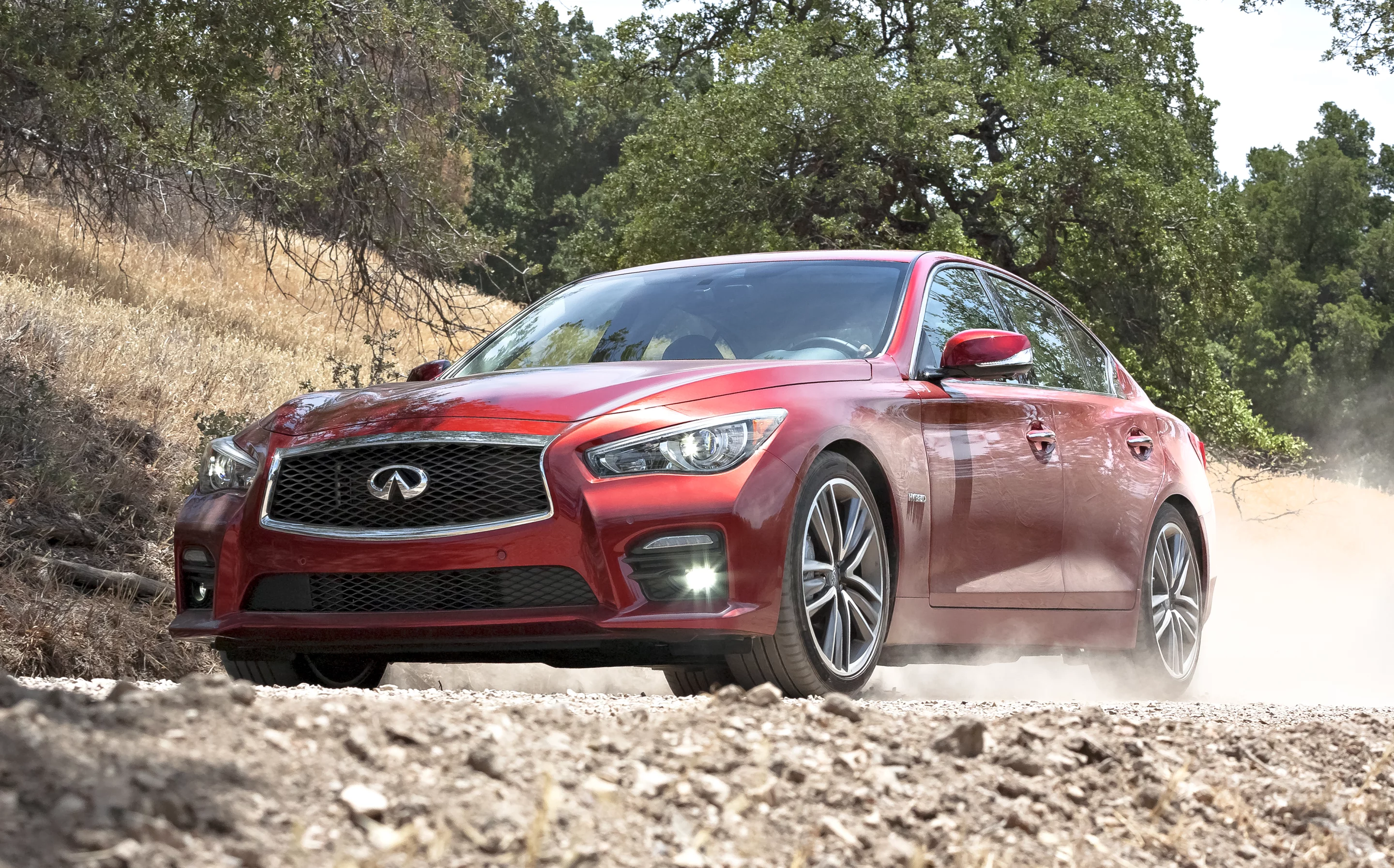 Q50 is available in AWD or rear wheel drive configurations, all with hybrid options