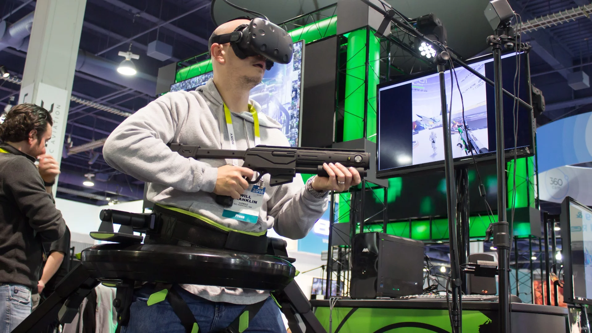 Gizmag gets strapped in to test the most popular VR treadmill, the Virtuix Omni