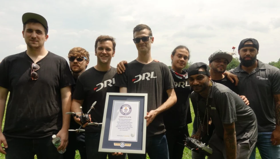 The Drone Racing League team set a new Guinness World Record for the fastest ground speed for a remote controlled drone