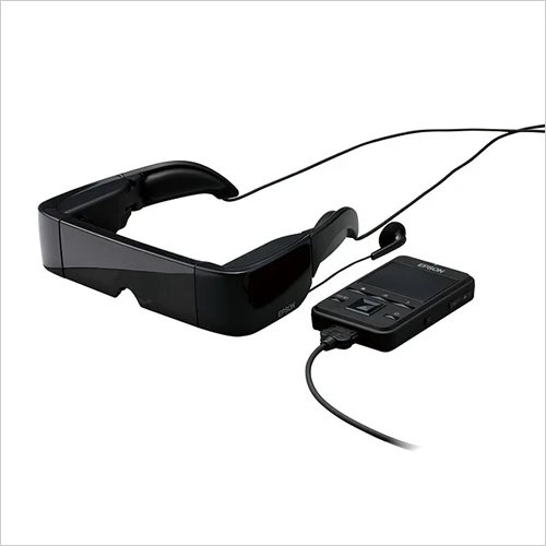 The Epson Moverio is capable of simulating a maximum 320-inch image as seen from a distance of 20 meters (65.6 ft)