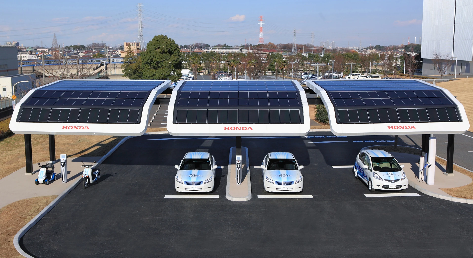 The solar-powered public EV charging station
