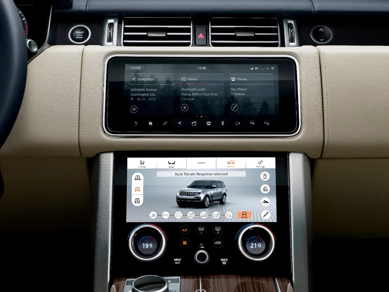 A redesigned cabin and new-look infotainment system make for extra comfort on the inside of the Range Rover P400e