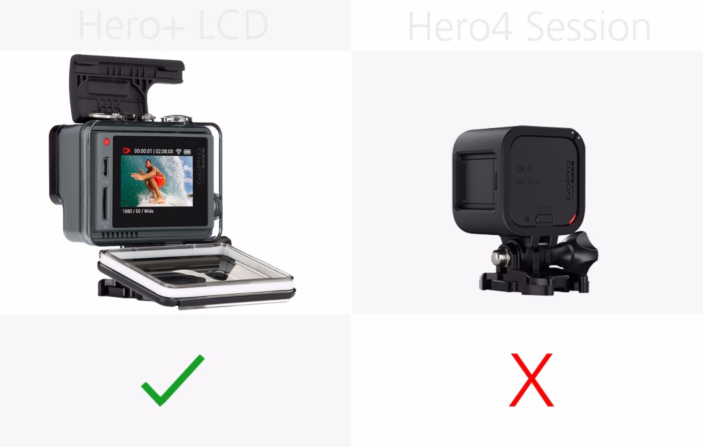 GoPro Hero+LCD and GoPro Hero4 Session touchscreen