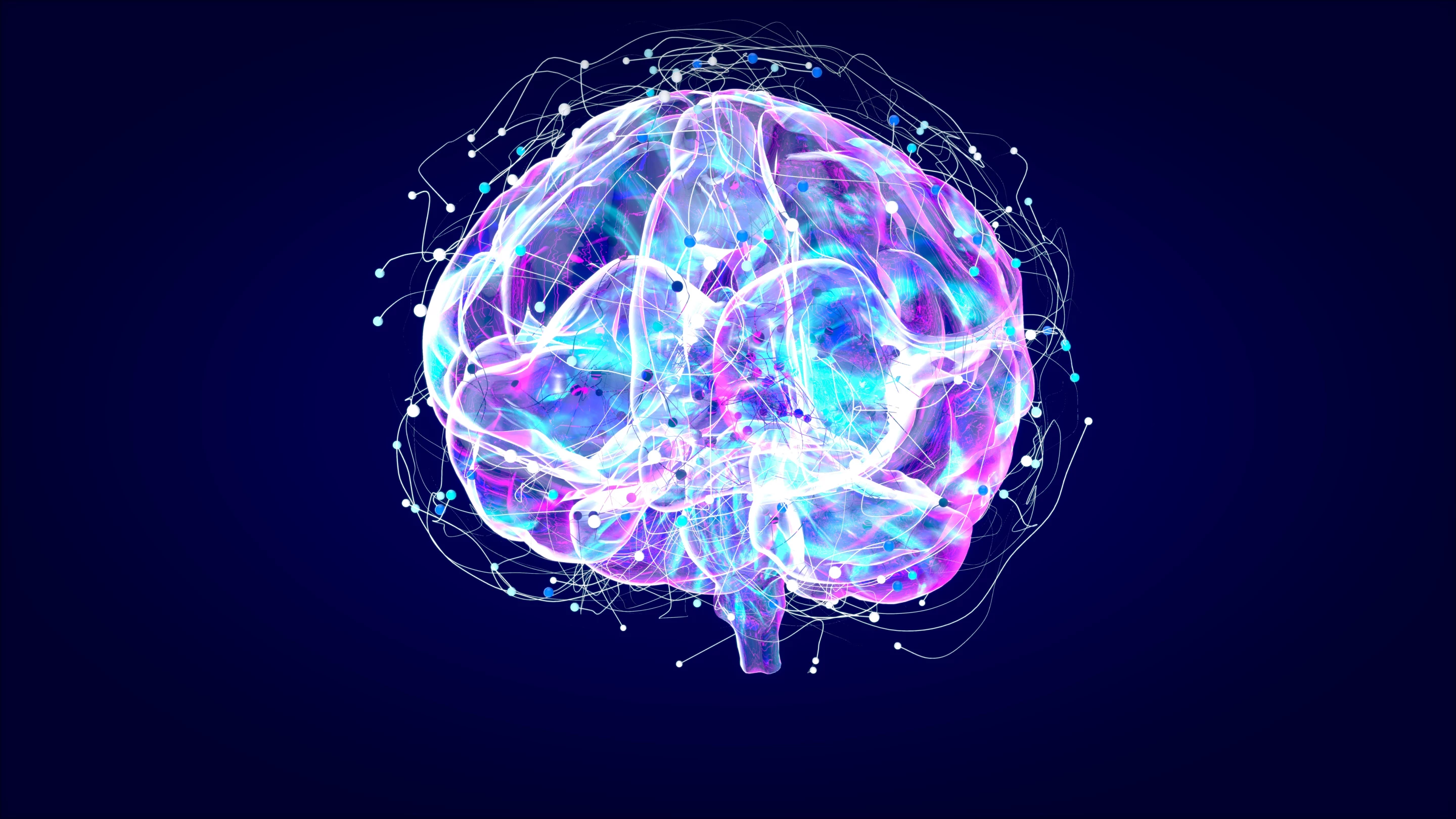 Brain xray, human anatomy, 3D Illustrated neurons