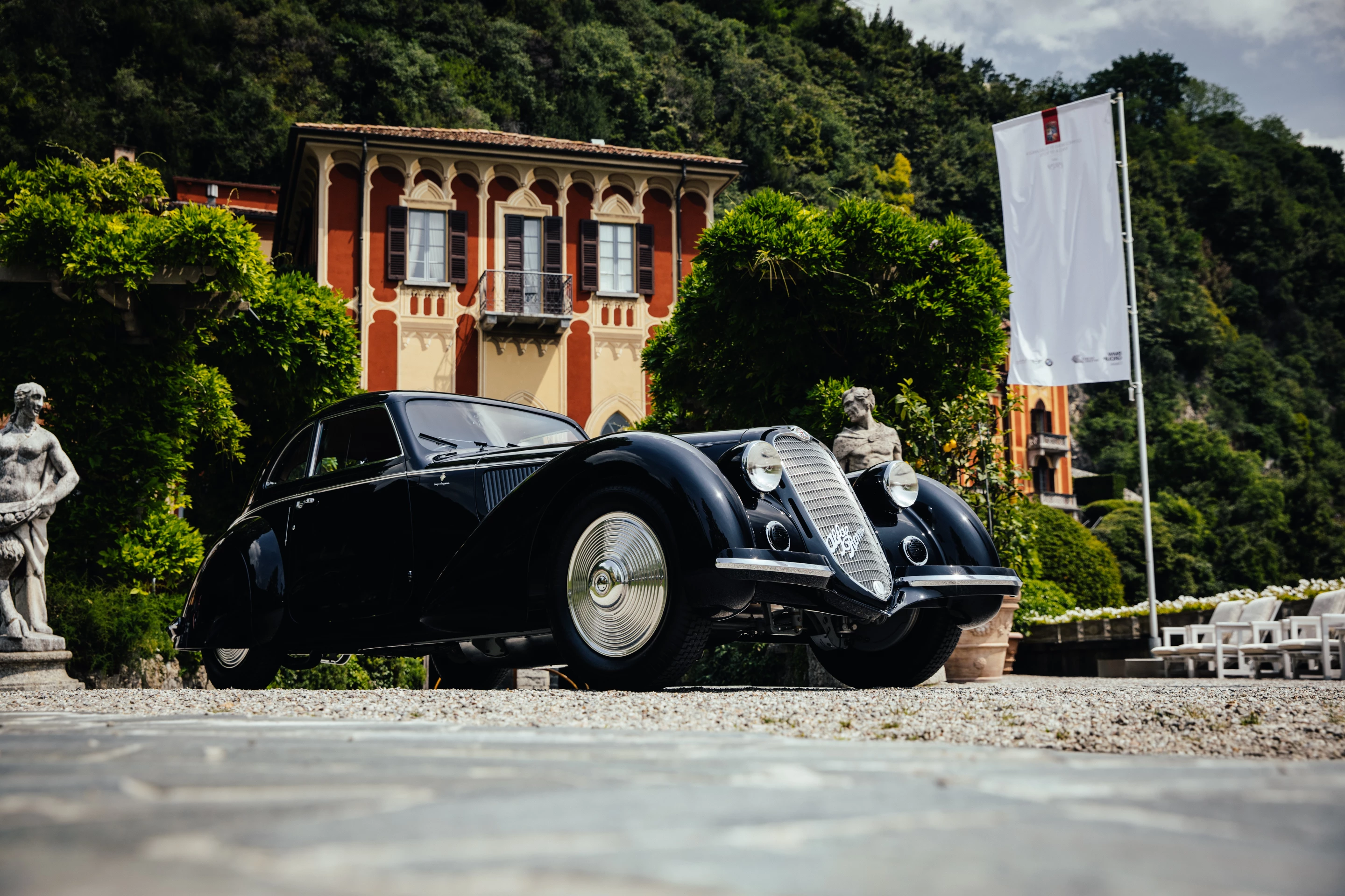 This 1937 Alfa Romeo 8C 2900B Touring Berlinetta owned by David and Ginny Sydorick: In taking out the most prestigious concours events in both America and Europe, plus the Peninsula Classics Best of the Best award in Paris in February (2019), the car has achieved the equivalent of a Tennis Grand Slam