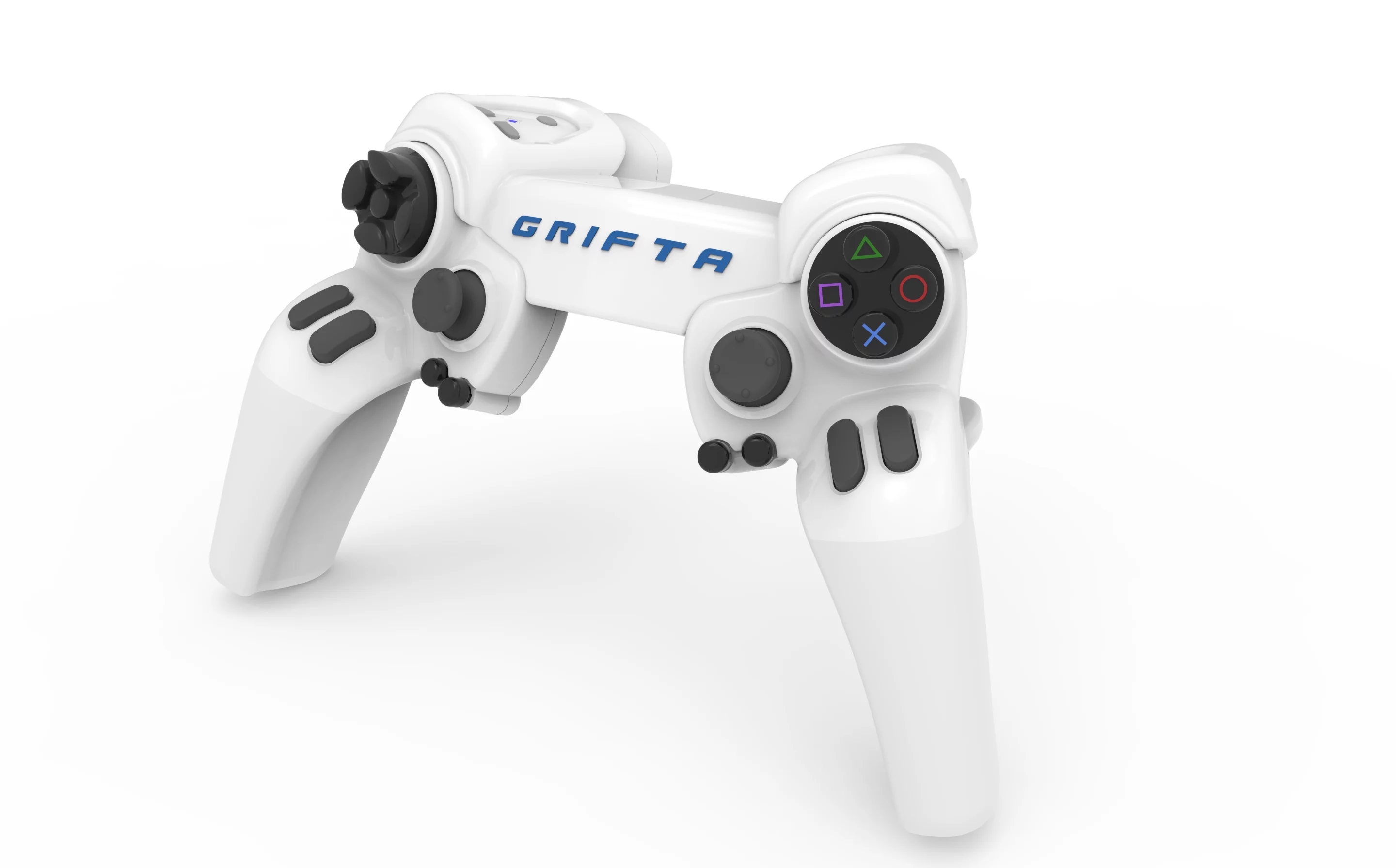 The two Grifta units can be combined together into a traditional gamepad configuration with an included bridge