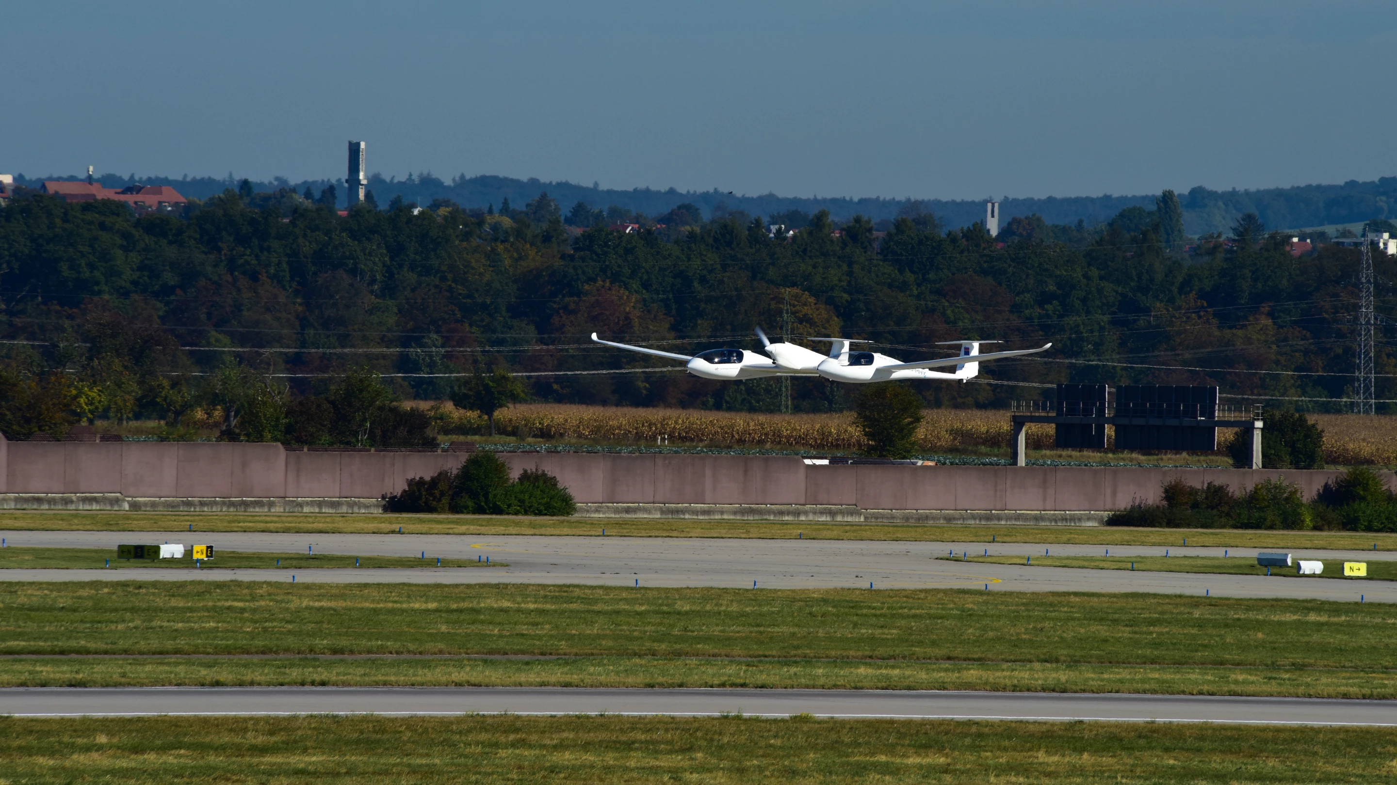 The HY4 four seater hydrogen fuel cell passenger aircraft on its first public test flight