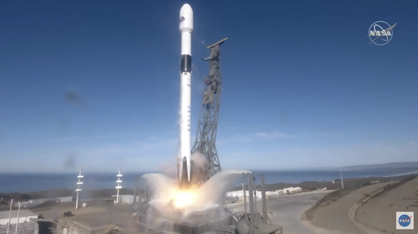 The Sentinel-6 Michael Freilich satellite is launched into space atop at SpaceX Falcon 9 rocket