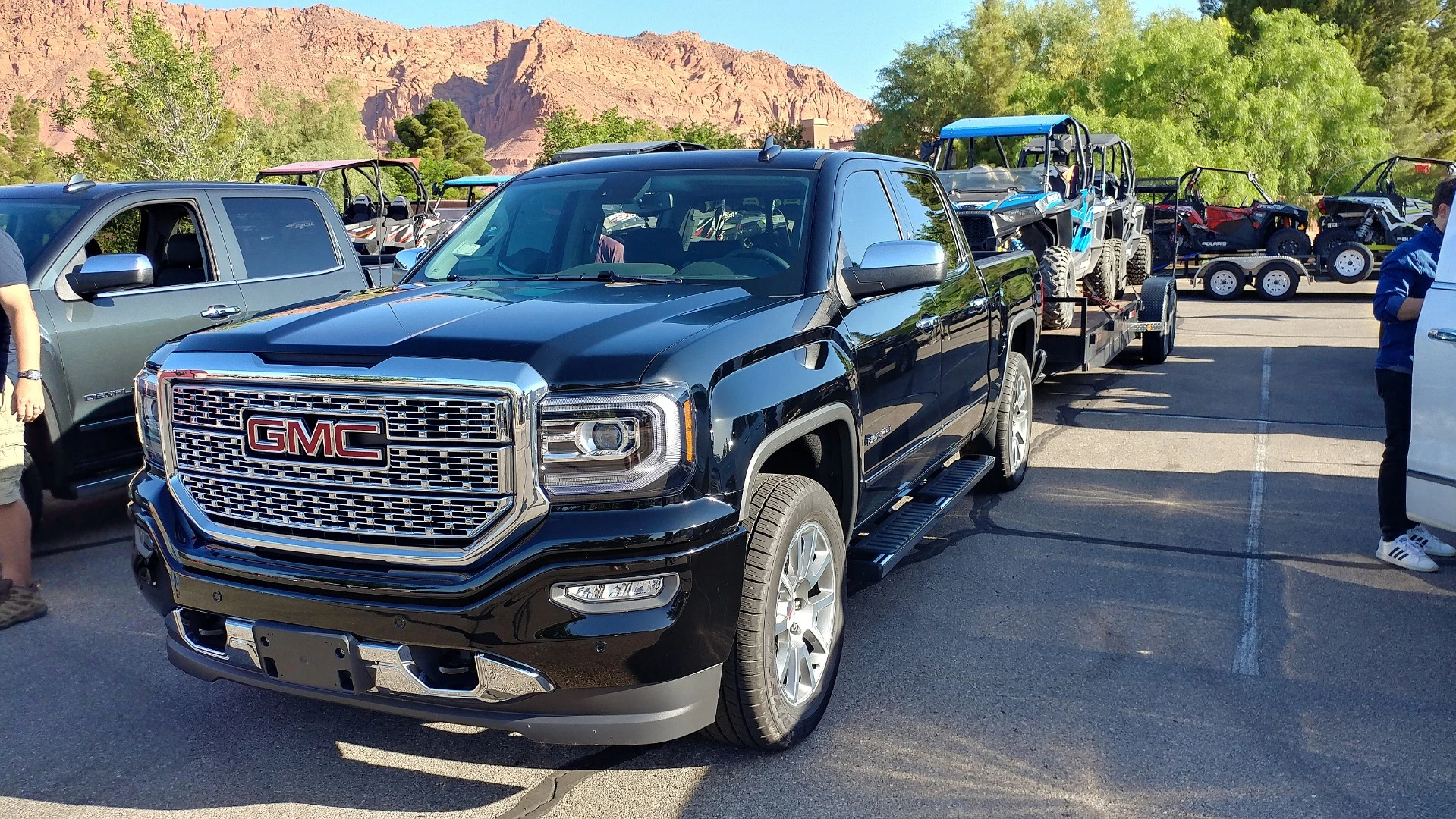 Set to go, our trailer is attached to the Sierra Denali and its precious ATV cargo is secured