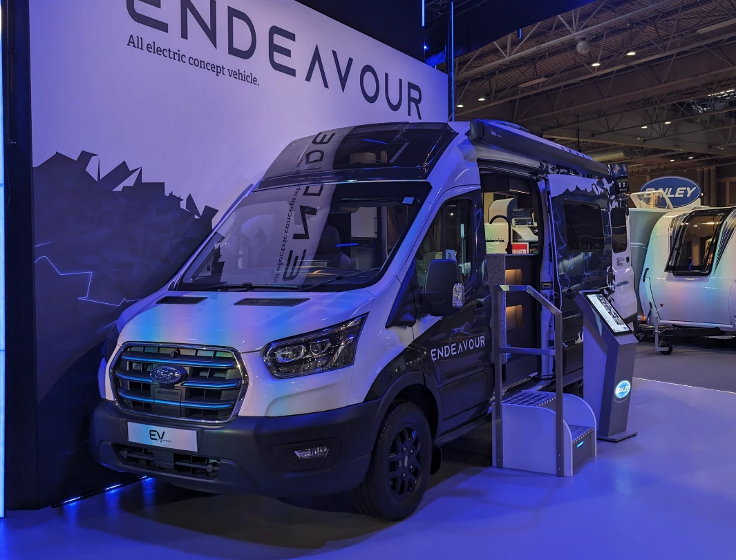Bailey showcases the forward-looking ideas of the Endeavor EV at the UK's National Motorhome and Caravan Show