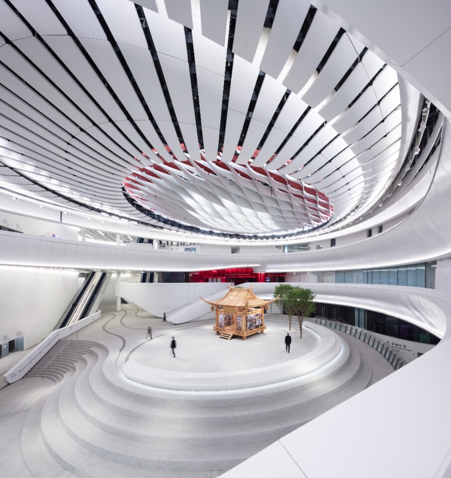 The Xiqu Centre's interior measures 320,000 sq ft (29,728 sq m)
