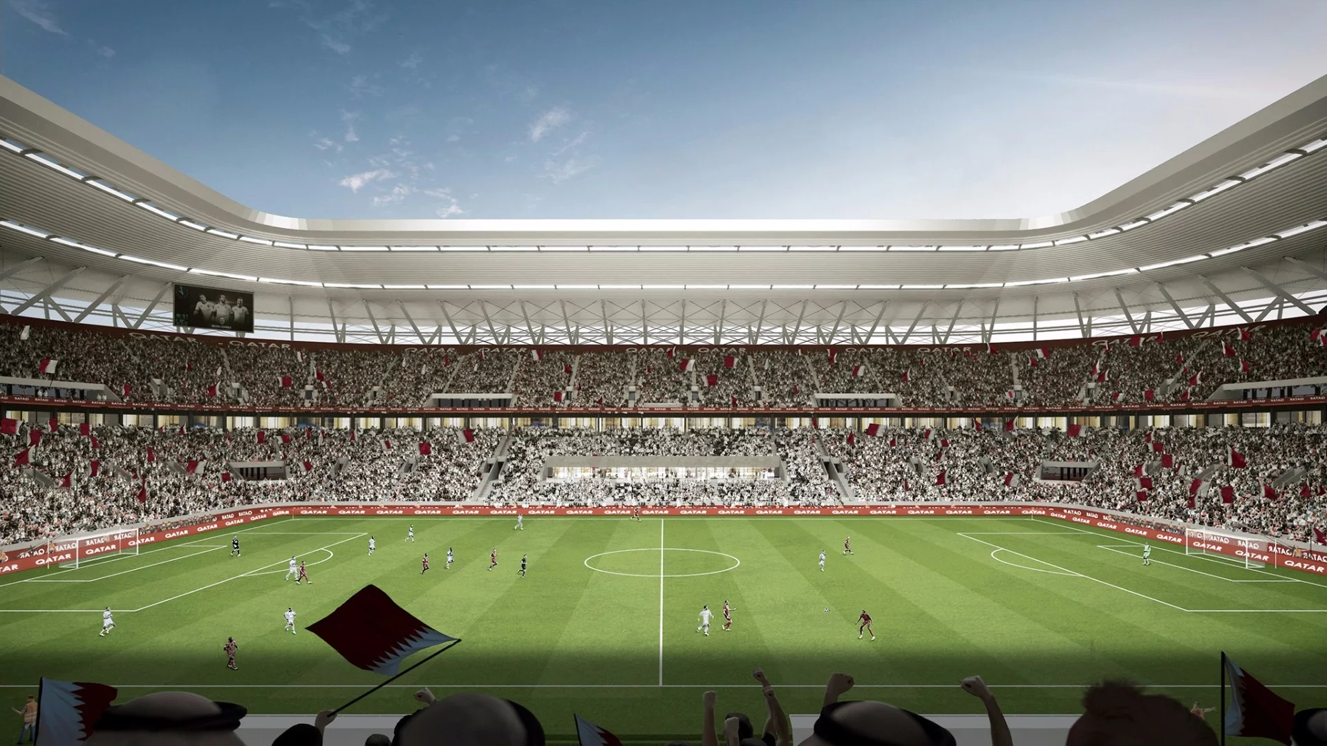 The Ras Abu Aboud Stadium is designed by Spain's Fenwick Iribarren Architects