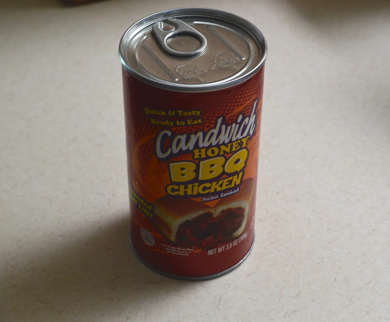 BBQ Chicken Candwich in its new, improved can