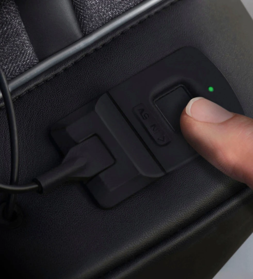 The fingerprint scanner adds a high tech layer of security to the Agazzi Pro backpack