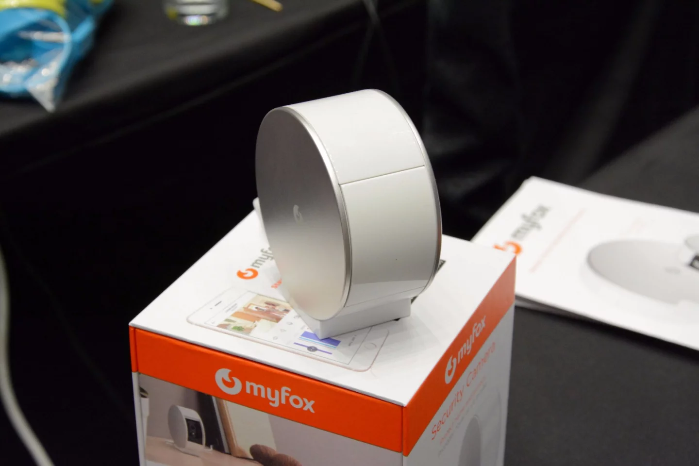 The Myfox security camera with shutter down