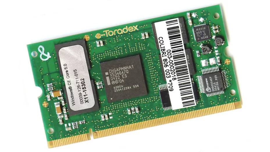 Toradex is getting ready to release a SODIMM-sized, 1GHz dual-core computer module that offers full high definition video support, 256MB of onboard memory and a gigabyte of flash storage