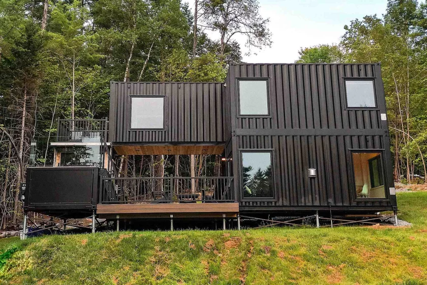 The Vermont Villa is an impressive shipping container-based house that has a spacious interior, and includes its own pool and sauna