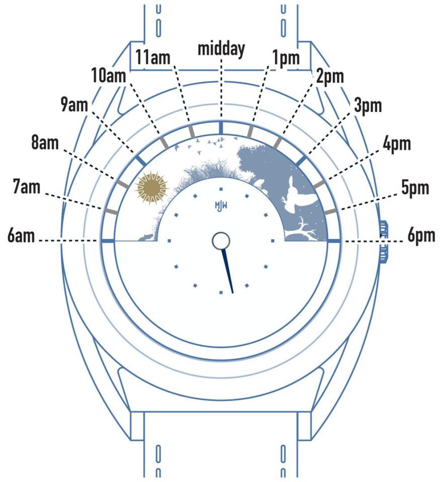 A visual explanation of how the images relate to the time
