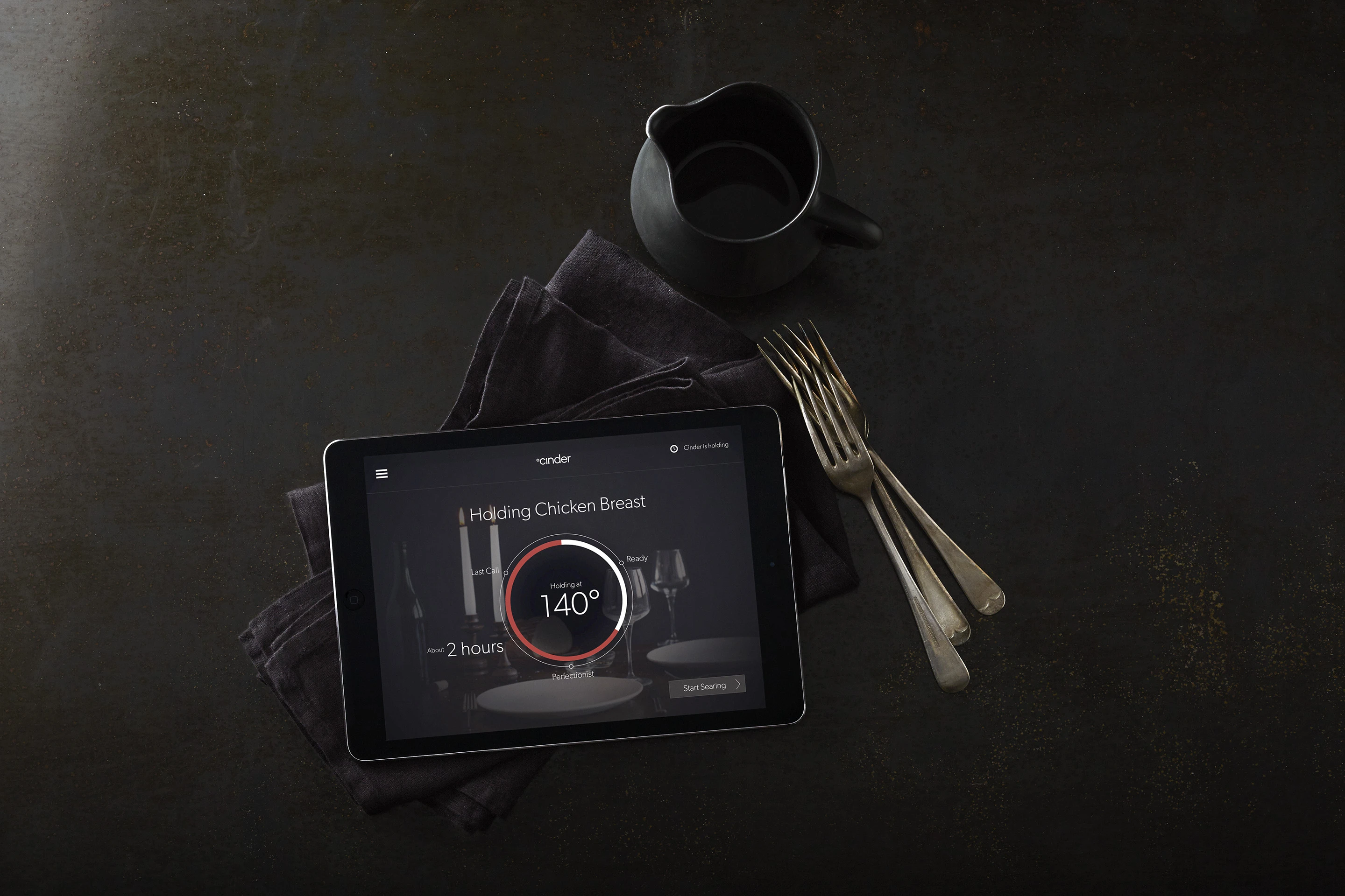 The Cinder Sensing Cooker has a companion app