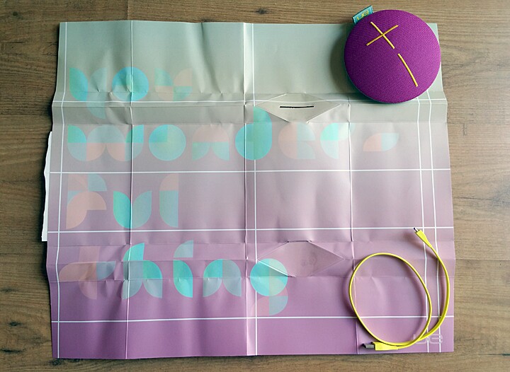 Each Ultimate Ears Roll speaker comes with origami-inspired packaging that can double as wall decor