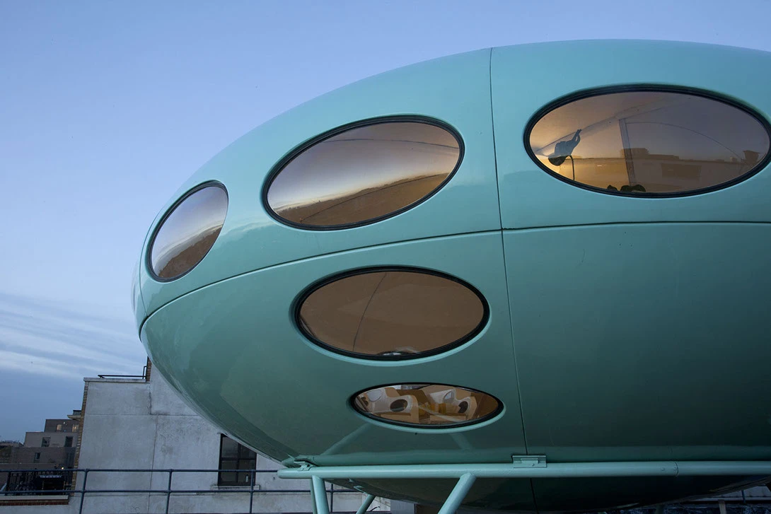 The Futuro House took an elliptical form and was made of 16 fiberglass segments that would bolt together