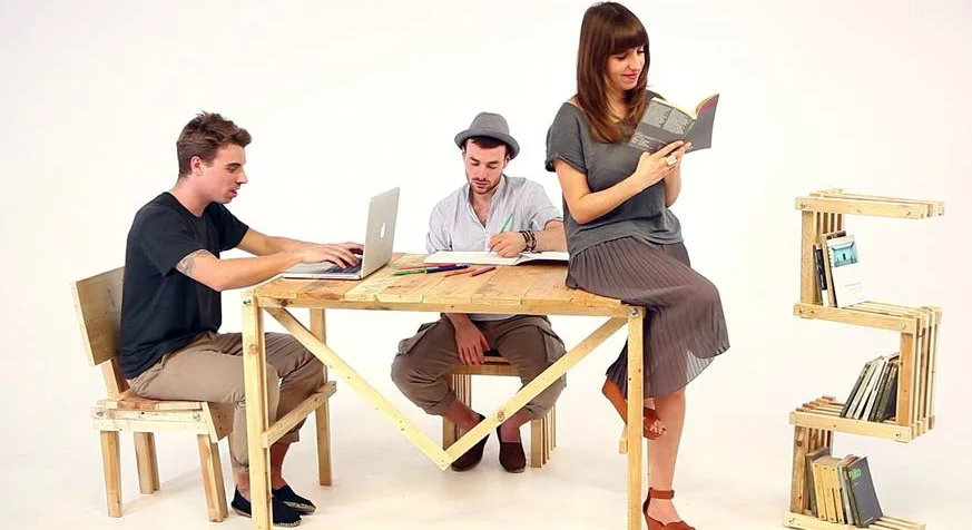 Italian designer Andrea Scandella has created an open source series of DIY furniture pieces made from disused pallets